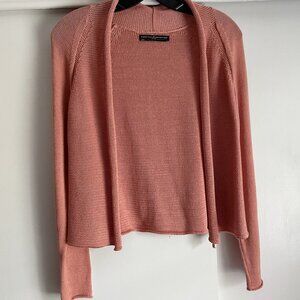 Peruvian Connection Shrug Sweater Open Front Cardigan Size S Orange Pima Cotton